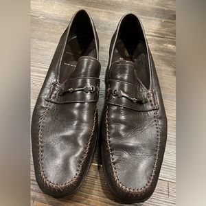 Bruno Magli Men’s Brown Pittore Bit Italian Leather Loafers Made By Hand Size 13